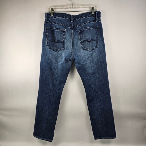 7 For All Mankind Slimmy Men's 33 Dark Wash Blue Denim Jeans Style ATA511834A - Picture 6 of 8